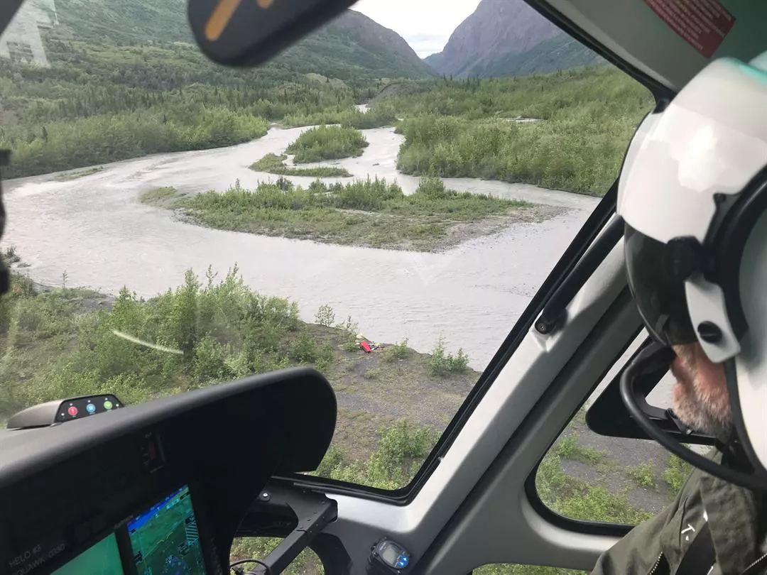 the view from the rescue helicopter