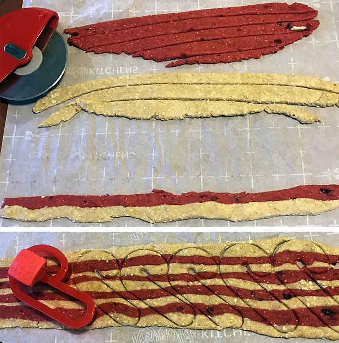 layering colored cookie dough