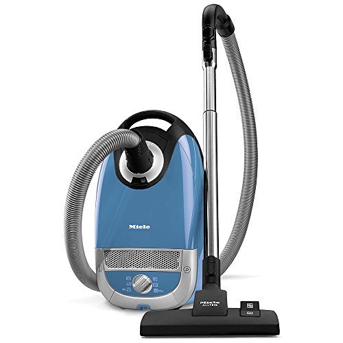 blue Miele canister vacuum for hardwood floors and dog hair