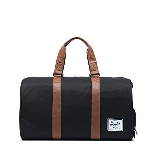 Herschel black and tan dog mom duffel bag