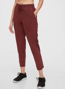 burgundy GapFit dog mom joggers