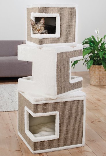 cat in Trixie tower cat condo