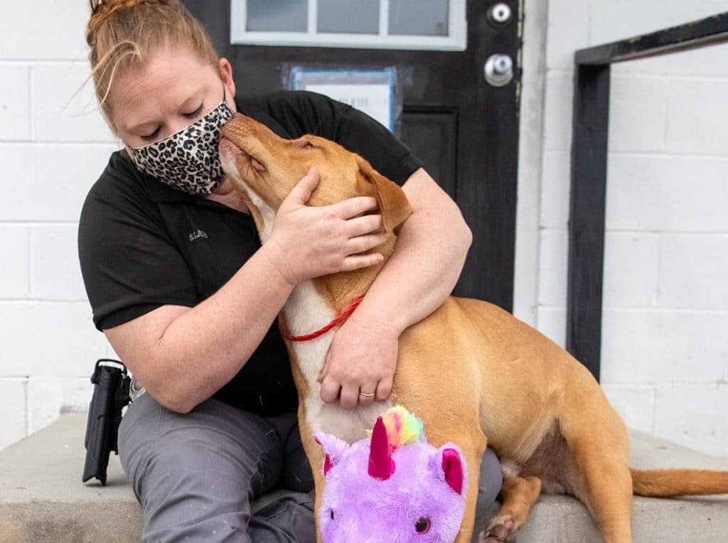 Sisu with officer Samantha Lane