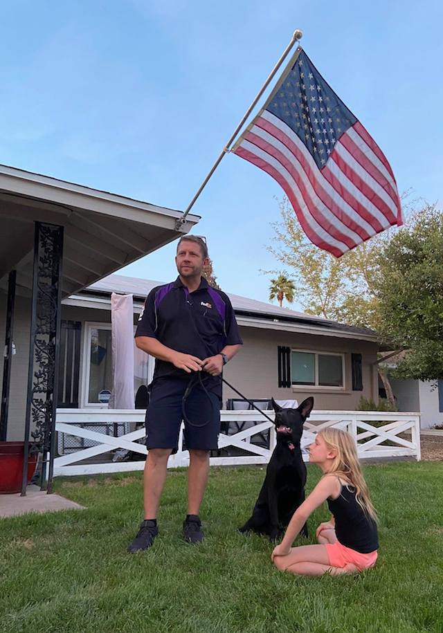 FedEx driver and dog
