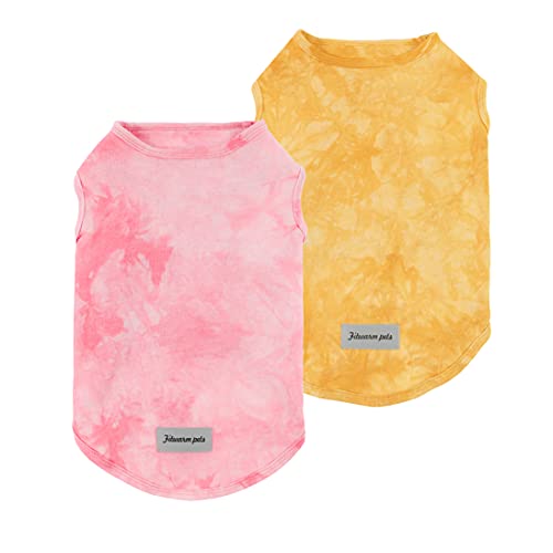 Fitwarm two-Pack 100% cotton tie dye tanks in pink and yellow