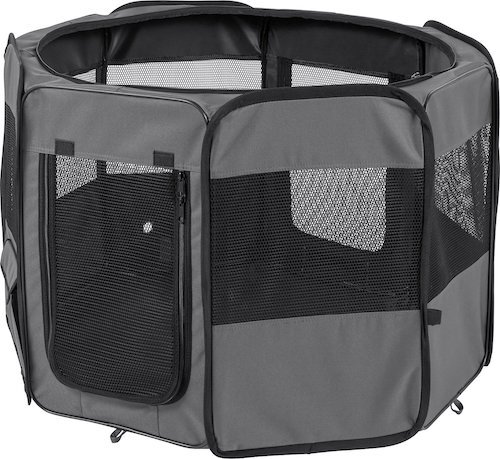 Large gray Frisco playpen with mesh sides