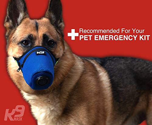 German Shepherd in K9 dog smoke mask