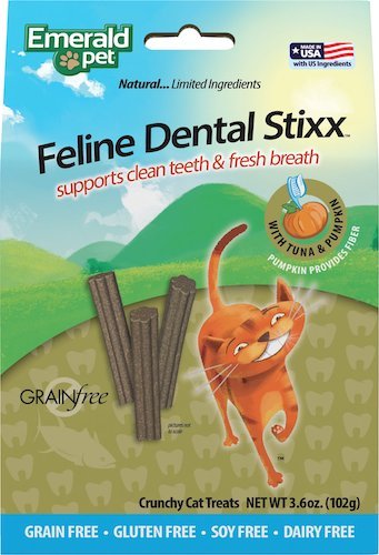 Bag of Emerald Pet feline dental stixx with pumpkin