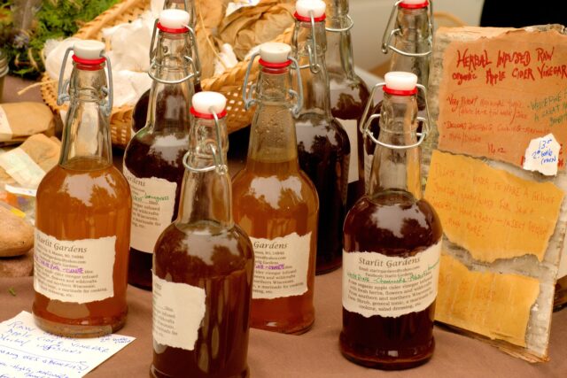 Apple cider vinegar bottles