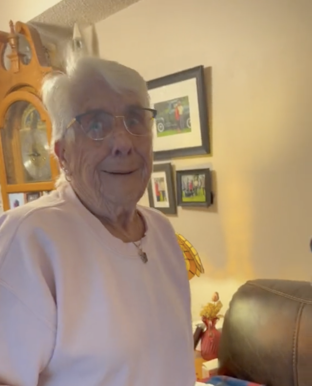 Grandma excited about puppy