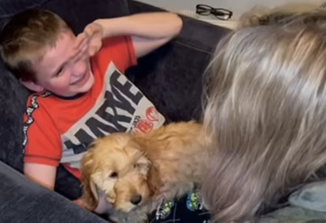 Disabled boy crying happy tears